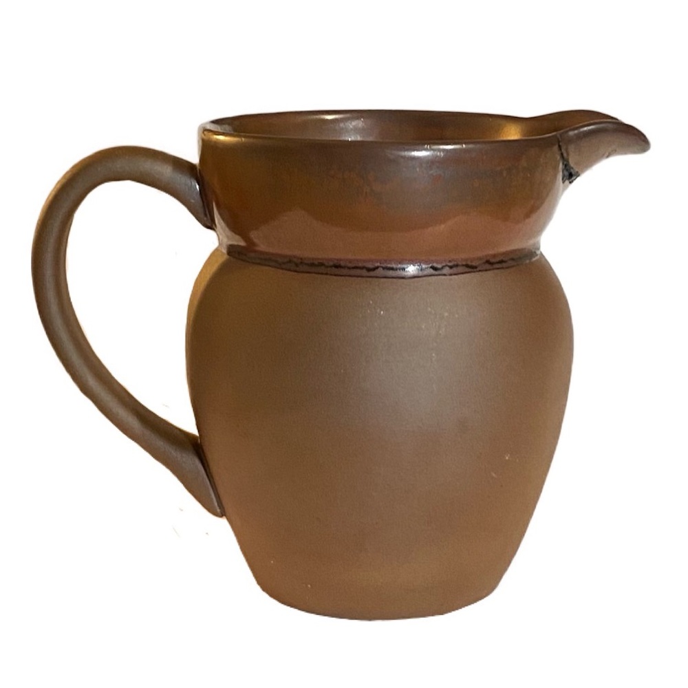 Vintage Farmhouse Sango Brown Pottery Pitcher Distressed